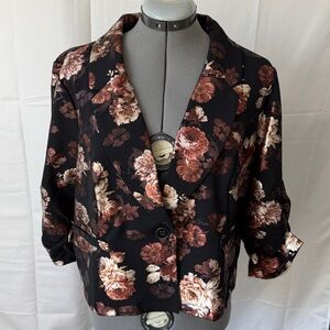 Nina Leonard Floral Jacquard Blazer